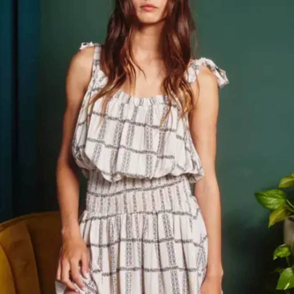 Bucket List | Shoulder Tie Ruched Waist Dress Size Small NWR Boho Sleeveless